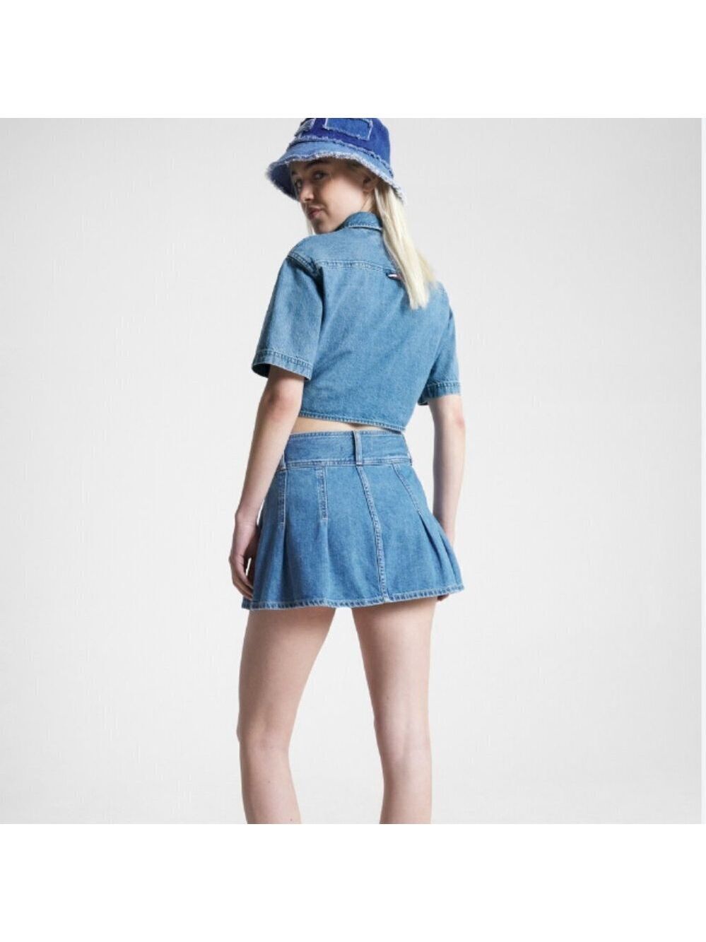 Tommy Hilfiger Denim Skirt Fit and Flare Pleated Skater Large